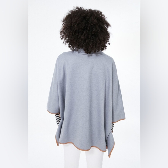 Tuckernuck Slate Leather Trim Funnel Piper Poncho - Picture 4 of 11